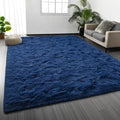 Large Shag Area Rugs 8 x 10, Plush Fuzzy Rugs for Living Room, Ultra Soft Fluffy Furry Rug for Bedroom, Indoor Carpet Nursery Rugs for Kids Room Home Decor,Navy Blue
