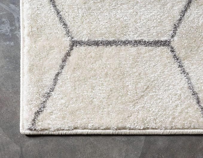 Unique Loom Trellis Frieze Collection Area Rug - Geometric (2' x 8' 8" Runner, Ivory/ Gray)