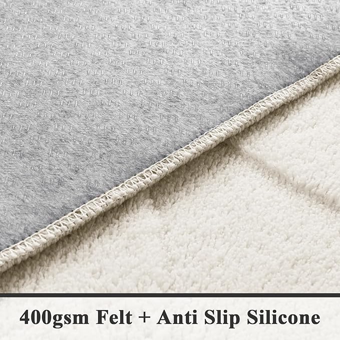 SHACOS Soft Cozy Fluffy Abstract Geometric High Low Pile Runner Rugs 2'x6' Non Slip Washable Scandinavian Minimalist Rug Modern Carpet Runner for Living Room Bedroom Bathroom Hallway, Cream