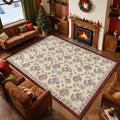 jinchan Elora 8x10 Floral Rug for Living Room Washable Bedroom Rug Vintage Romance Design Non Slip Thin Indoor Floor Cover Large Low-Profile Throw Carpet for Dining Room Office, Red/Beige