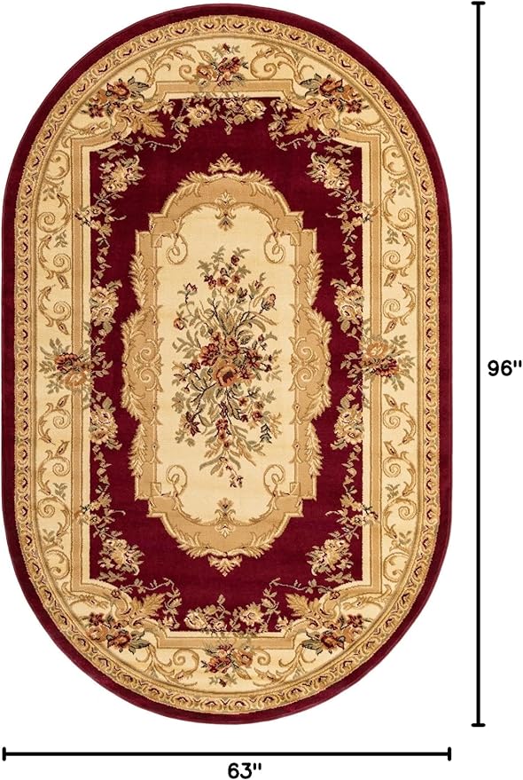 Unique Loom Versailles Collection Traditional Classic Floral Motif Area Rug (5' 0 x 8' 0 Oval, Burgundy/Ivory)