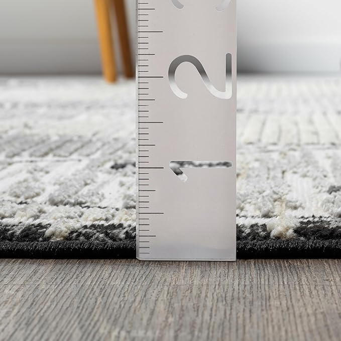 Abani Viva Cream & Grey Area Rug 2' x 3' for Living Room, Bedroom - Farmhouse Diamond Pattern - Durable & Easy to Clean