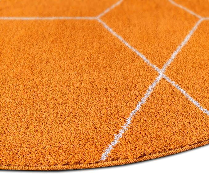 Unique Loom Trellis Frieze Collection Area Rug - Geometric (8' Round, Orange/ Ivory)