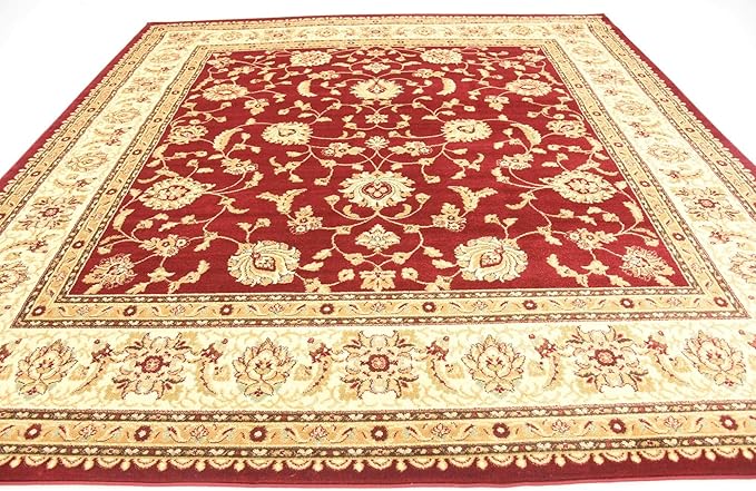 Unique Loom Voyage Collection Traditional Oriental Classic Intricate Design Area Rug (10' 0 x 10' 0 Square, Red/Gold)