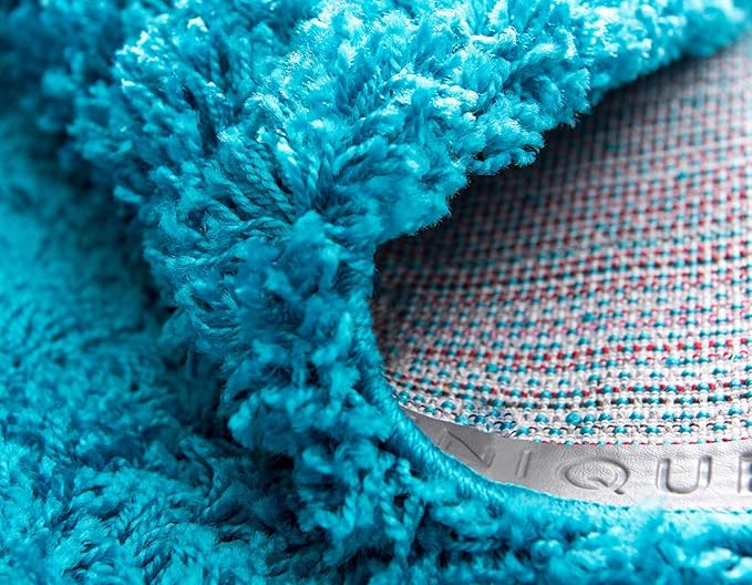 Unique Loom Solid Shag Collection Area Rug (2' 6" x 13' 1" Runner, Turquoise)