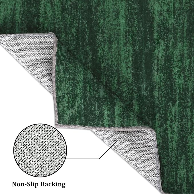 RUGSREAL Modern Area Rug 4x6 Rug for Bedroom Indoor Non-Slip Solid Color Area Rug Washable Contemporary Area Rugs Throw Floor Carpet for Bedroom Living Room Kitchen, Dark Green