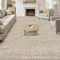 10x14 Area Rugs Living Room: Washable Large Vintage Rug Neutral Non-Slip Soft Stain Resistant Indoor Carpet for Bedroom Nursery Dining Room Under Table Bed Home House Office Playroom - Brown