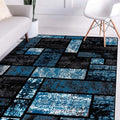 LUXE WEAVERS Modern Geometric Squares Turquoise 5x7 Area Rug for Living Room