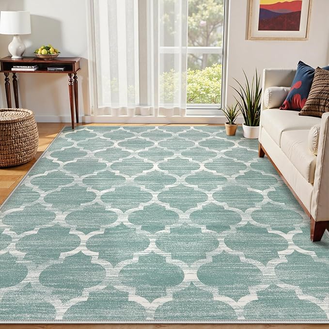 Lahome Moroccan Area Rugs 8x10 Sage Green Rugs for Living Room,Soft Low-Pile Modern Bedroom Rug 8x10 Under Bed Large Carpet for Dining Room Office