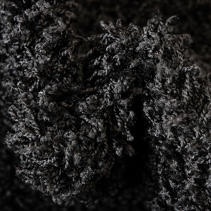 Unique Loom Solid Shag Collection Area Rug (7' 1" Round, Jet Black)