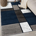 Rugshop Modern Geometric Boxes Navy Area Rug, Fade-Resistant Carpet for Bedroom, Office, or Entryway, 3'3" x 5'