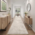 Art&Tuft Non-Slip Runner Rug - 2.5x16 Runner Rug Washable Low-Pile Rugs Runners, Soft Distressed Carpet Runner for Bedroom Bathroom Kitchen Laundry Living Room, Beige