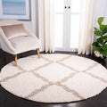 SAFAVIEH Dallas Shag Collection Area Rug - 8' Round, Ivory & Beige, Trellis Design, Non-Shedding & Easy Care, 1.5-inch Thick Ideal for High Traffic Areas in Living Room, Bedroom (SGD257B)