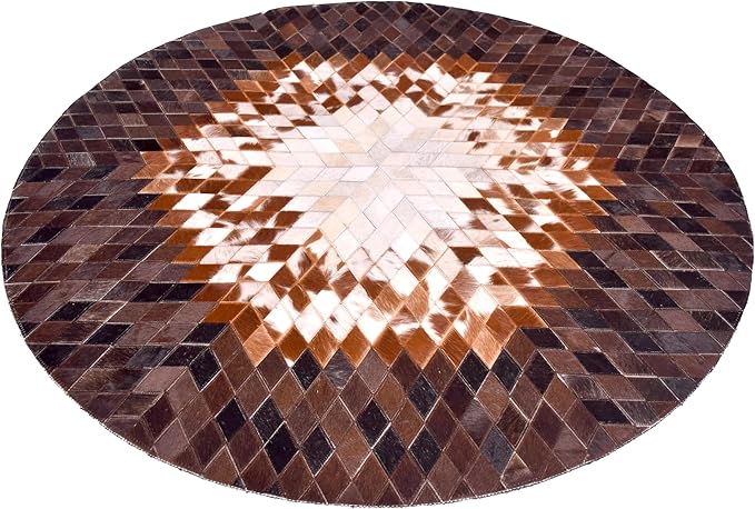 Round Area Rug – Soft and Durable Floor Mat for Living Room, Bedroom, or Entryway – Non-Slip Modern Carpet for Home Decor & Interior Styling(Tan&White 8X8)