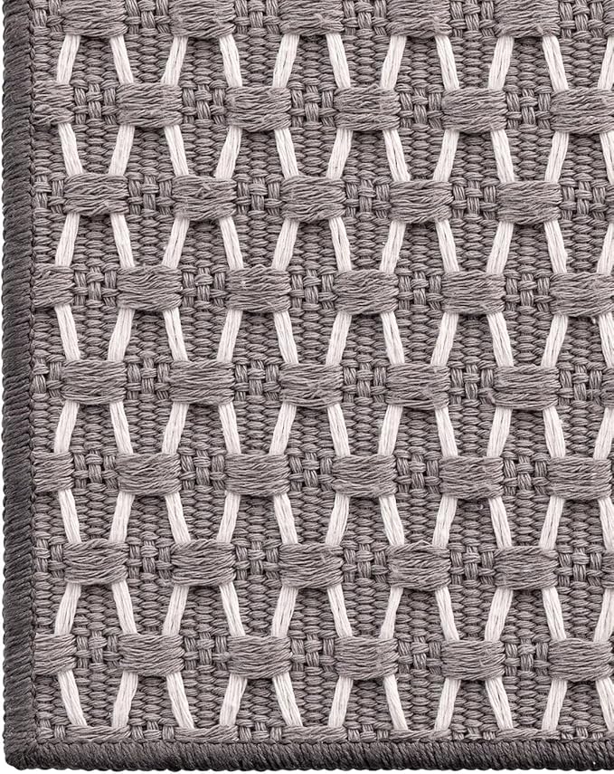 LUMI Indoor Area Rugs, Non-Slip Low Profile Checkered Inside Rug, Comfort Weave Grid Pattern Floor Rug, 4'x6'
