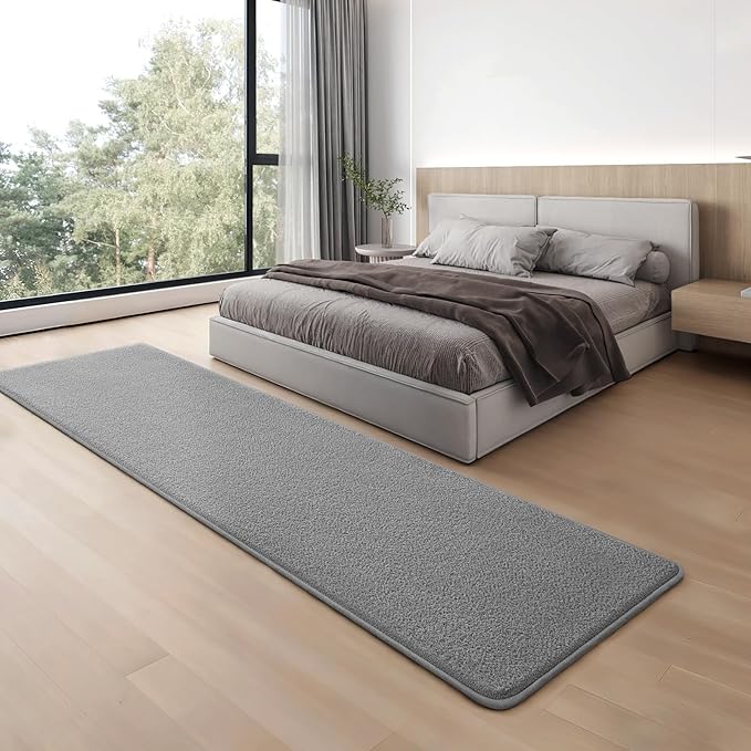Runner Rug for Hallway, 2x8 Feet Non-Slip Washable Grey Long Area Rug Runners for Hallways Bedroom, Soft Modern Comfy Memory Foam Runner Rugs Indoor Carpet for Kitchen Entrance Living Room