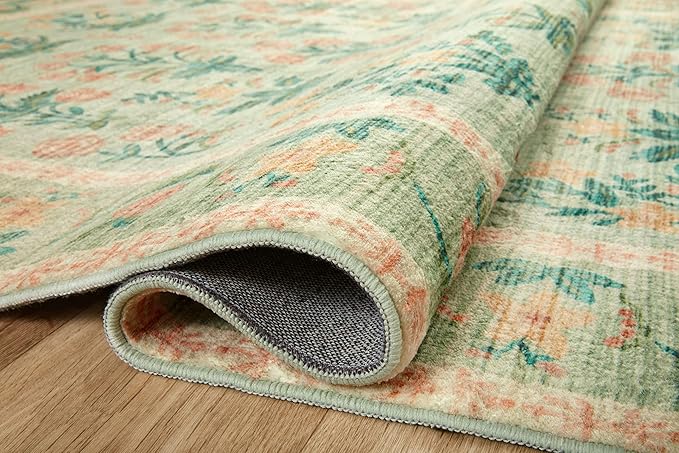 Loloi Rifle Paper Co. Eden Collection EDE-01 Mughal Rose Moss 2'-6" x 11'-6" Runner Rug feat. CloudPile™