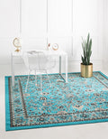 Unique Loom Sialk Hill Collection Area Rug - Washington (8' Square Turquoise/Black)