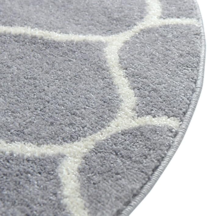 Rugs.com Lattice Frieze Collection Rug – 3' 3 x 5' 3 Oval Light Gray Medium Rug Perfect for Living Rooms, Large Dining Rooms, Open Floorplans