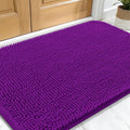 OLANLY Dog Door Mat for Muddy Paws 34x21, Absorbs Moisture and Dirt, Absorbent Non-Slip Washable Doormat, Quick Dry Chenille Mud Mat for Dogs, Entry Indoor Entryway Carpet for Inside Floor, Purple