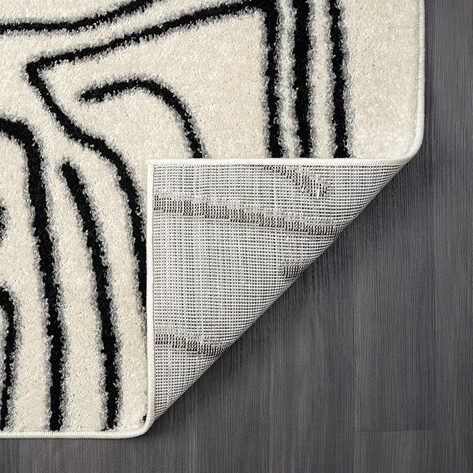 Abani Abstract Beige/Black Area Rug - 4'x6' - Modern Animal/Natural Lines Design - Deco Collection - Easy to Clean - Durable for High Traffic Areas - Bedroom, Office & Kitchen - Medium Pile