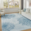 WITSHOCK 9x12 Washable Rug for Living Room,Modern Floral Distress Print Pattern Area Rugs,Stain Resistant with Non Slip Backing Carpet for Dining Room,Bedroom & Home Decor,Blue/Light Blue