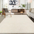 RUGSREAL Living Room Area Rug 9x12 Machine Washable Rug Non-Slip Stain Resistant Modern Abstract Bedroom Rug Contemporary Throw Floor Carpet for Dining Room Solid Area Rug for Home Office, Cream