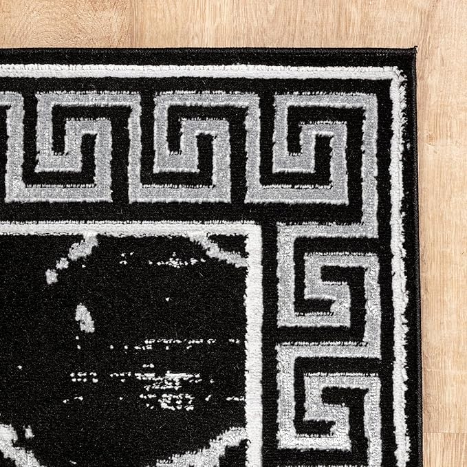 GLORY RUGS Area Rugs Marble 2x7 Black Gray Carpet Modern Abstract Rug Living Room Dining Bedroom Rug