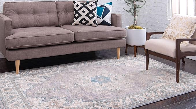 Unique Loom Salzburg Collection Classic Traditional Design Oriental Inspired Border Area Rug (3' 3 x 5' 3 Rectangular, Gray/Beige)