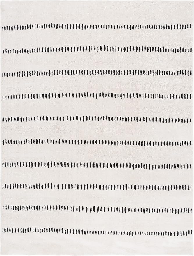 SAFAVIEH Melody Collection Area Rug - 10' x 14', Ivory/Black, Geometric Design, Ideal for High Traffic Areas in Living Room, Bedroom, Dining (MEL114A)