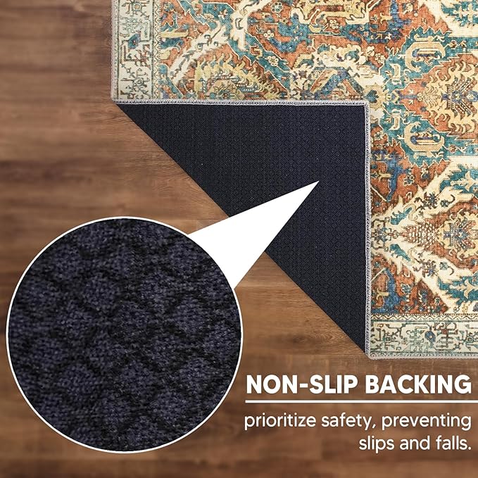 Keen Home Design 2x3 Rug - Machine Washable Entry Rug with Non-Slip Backing, Ideal for Enteryway, Kitchen, Bathroom, Laundry Room - Vintage, Easy Clean, Durable, Low Pile Rug - (2' x 3')