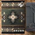 YHSF South West Native American Area Rug C318 - Easy Clean, Thick, Soft, Durable Native Tribal American Indian Inspired Rug for Bedroom/Living Room and More - Sage Green, 8 Feet x 10 Feet