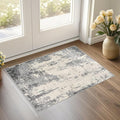 2x3 Entryway Area Rug: Washable Neutral Modern Abstract Small Rug - Non-Slip Low Pile Throw Indoor Carpet for Entrance Kitchen Front Door Mat Bathroom Entry Kids Room - Grey/Light Brown