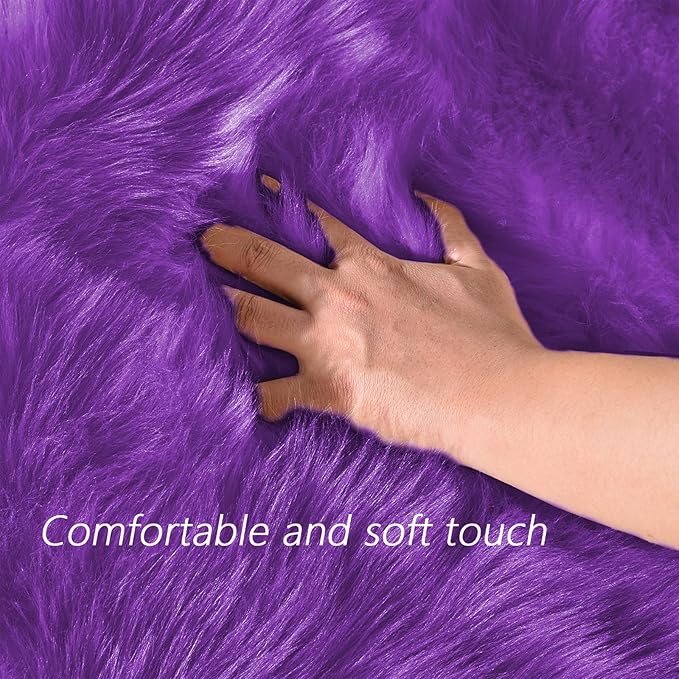 Latepis Bedroom Shag 4x6 Rug Purple Shaggy Fluffy Faux Fur Rug Machine Washable Area Rugs for Living Room Office Dorm Plush Rugs Home Decor Rectangle