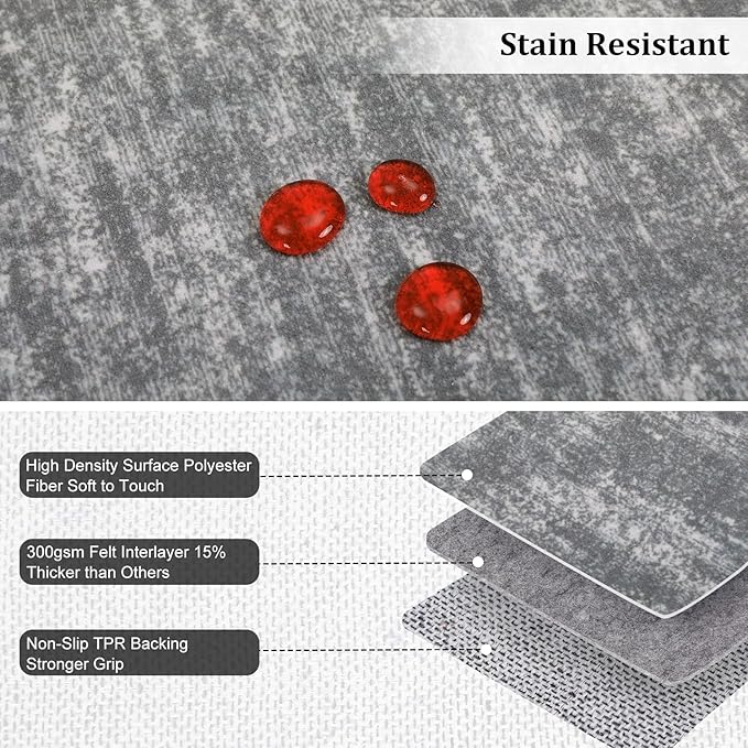 RUGSREAL Living Room Area Rug 10x13 Modern Solid Color Large Bedroom Rug with Rubber Backing Stain Resistant Low Pile Dining Room Throw Carpet Contemporary Washable Rug for Home Decor Office, Grey
