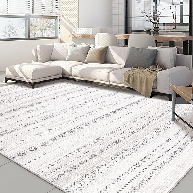 Nakagishi 8x10 Area Rugs Living Room: Thickened Washable Boho Large Neutral Soft Farmhouse Rug Stain Resistant Modern Moroccan Non-Slip Indoor Floor Carpet for Bedroom Nursery Kids Playroom Office