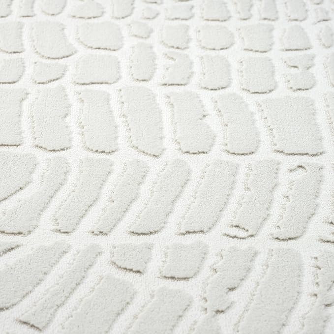 Abani Cream Area Rug for Living Room, Bedroom - Pebble Pattern - 4 x 6 - Durable & Easy to Clean