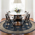 RUGGABLE Washable Vintage Area Rug – Verena Sapphire 8 ft Round, Stain-Resistant, Non-Slip – Large Machine Washable Rugs for Living Room, Bedroom, Hallway, Entryway & Office–with Standard Pad