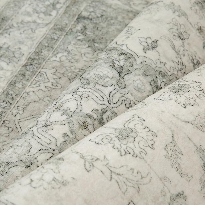 Green Runner Rug 2x8 Washable Vintage Carpet Hallway Kitchen Soft Retro Low Pile Thin Indoor Bedroom Non Slip Oriental Medallion Long Throw Rug for Bathroom Laundry Dining Room