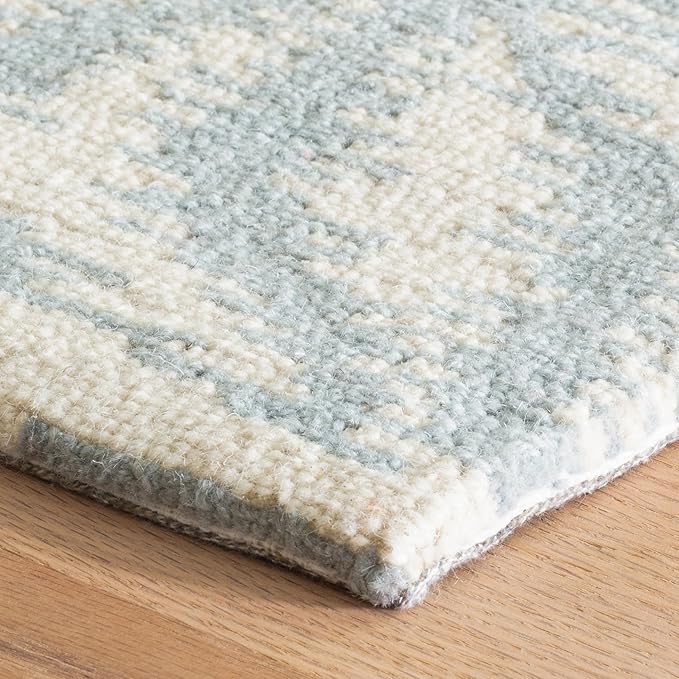 Dash & Albert Aster Sky Hand Micro Hooked Wool Rug, 4 X 6 Feet, Blue Geometric Pattern