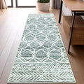 jinchan Moroccan Runner Rug 2x5 - Kitchen Machine Washable Runner Rug Modern Geometric Low-Pile Lightweight Non-Slip Carpet for Entryway Hallway Laundry Room Bedroom Farmhouse (2x5ft, Teal Blue)