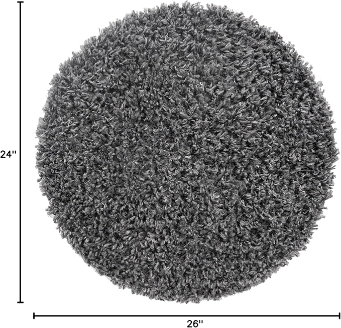 Unique Loom Davos Shag Collection Area Rug - Solid (2' Round, Peppercorn)