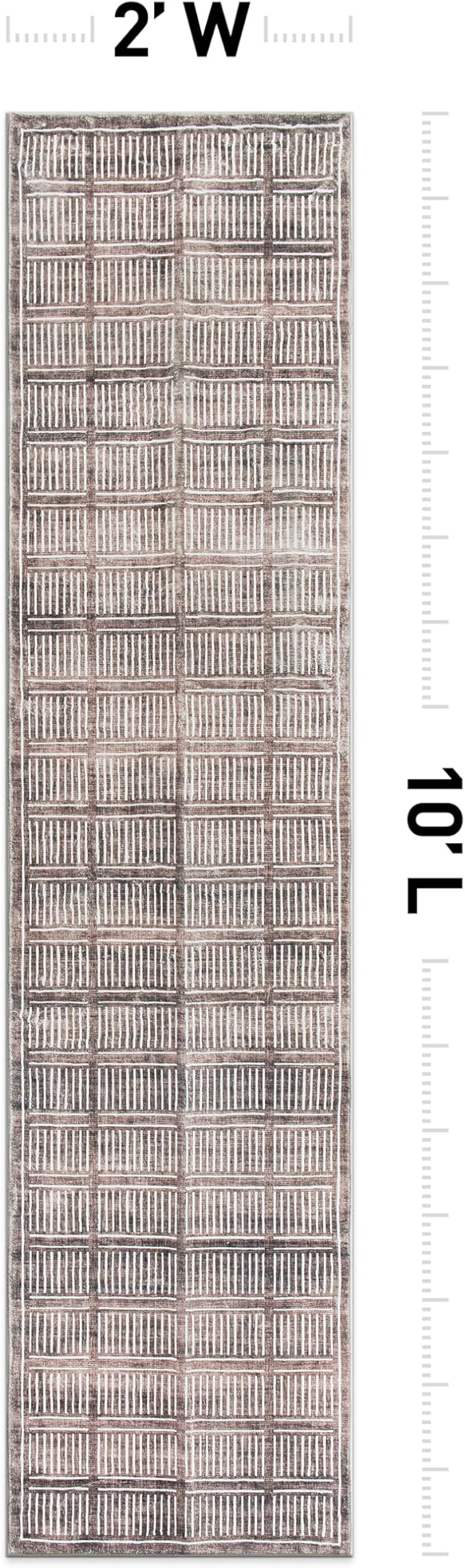 Rugshop Bohemian Stripe Lines Washable Non Slip Runner Rug 2' x 10' Brown