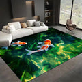 Green Pond Koi Fish Area Carpet, 5x8ft, 3D Realistic Underwater Koi Printed Carpets, Chinese Natural Landscape Soft Low Pile Rug, with Non Slip Backing Pet Friendly Rugs for Entryway
