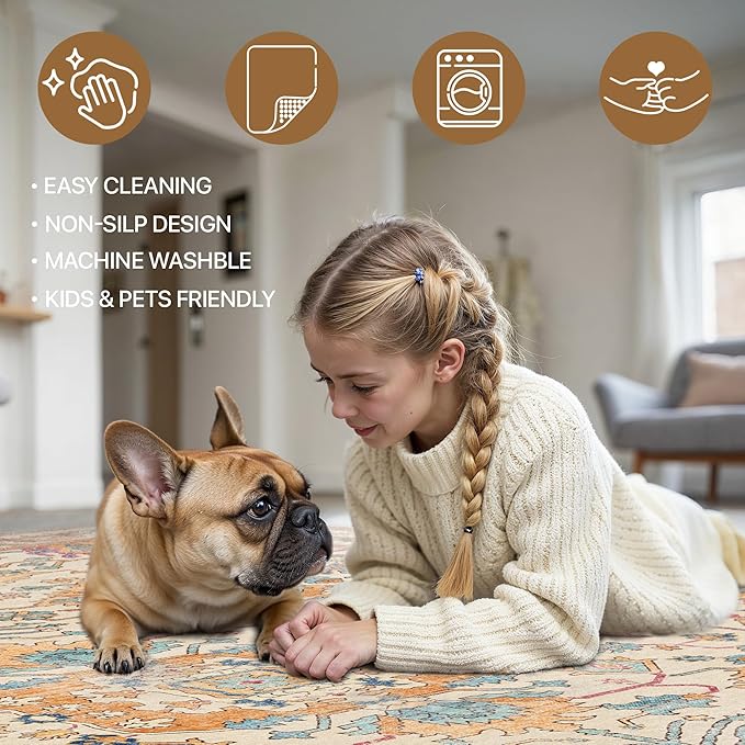 Bavni Bedroom Rug Runners for Hallways, Washable Runner Rug 2x10, Low Pile Non-Slip Indoor Throw Carpet for Bedroom Laundry Room, Turmeric