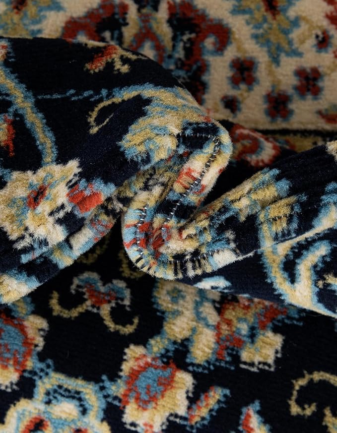 Unique Loom Sialk Hill Collection Area Rug - Washington (4' 1" x 6' 1" Rectangle Navy Blue/Cream)