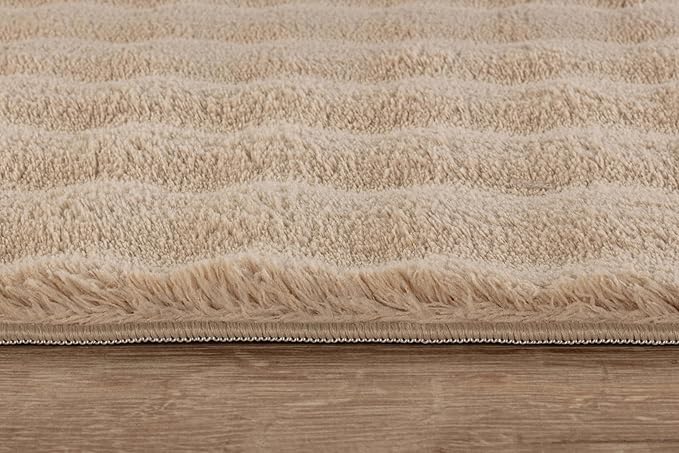 CAMILSON Modern Beige Non Slip Rug 5x7 Ultra Soft High Pile Area Rugs Non Skid Rubber Backing Durable & Easy to Clean Carpet for Living Room Bedroom Kids Room Indoor Use (5 x 7 Beige)