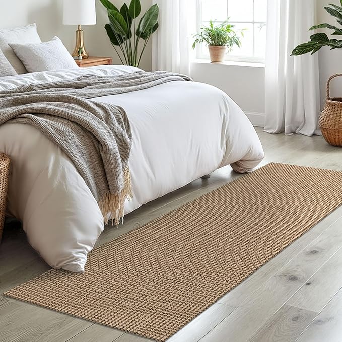 Braided Runner Rug 2x7 Ft Washable Runners for Hallways Non Slip Kitchen Runner Rug Cotton Entryway Runner Indoor, Woven Floor Carpet for Hall Kitchen Bedroom, Orange/Tan/Brown