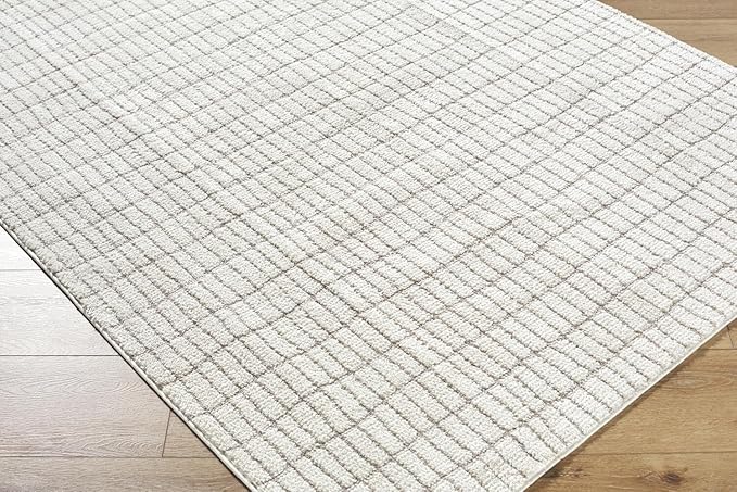 Livabliss x Our PNW Home Cascade Minimalist Striped Area Rug, 10' x 14', Ivory/Light Brown