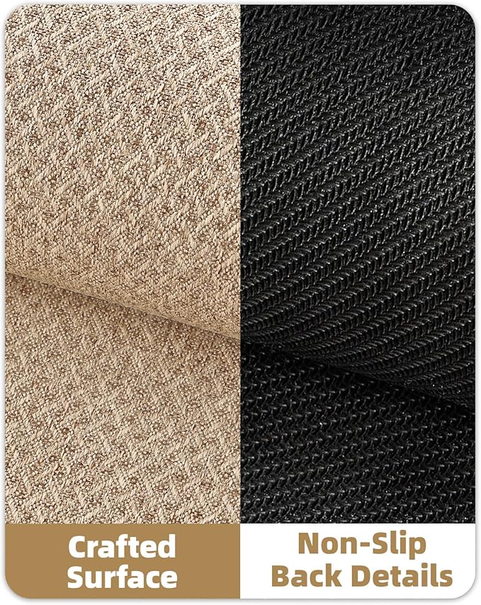Color&Geometry 17"x30" Small Ultra Thin Indoor Door Mat Non Slip Rubber Backed Dirt Trapper(Rolled-up NO Creases), Rugs for Entryway, Front Door Mat Indoor Washable Low-Profile Entry Mat, Khaki